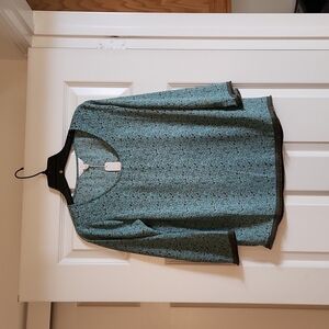 NWT Charming Charlie Dark Green Floral Paisley Print 3/4 Sleeve Top Size S